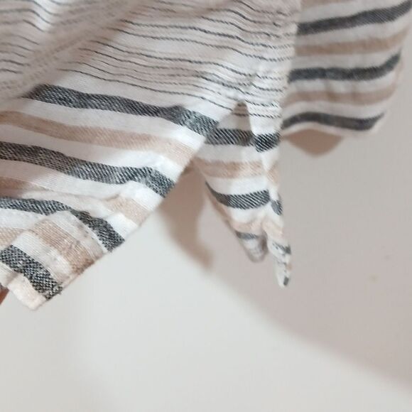 Talbots 100% Linen Stripe V Neck Top - Picture 6 of 9